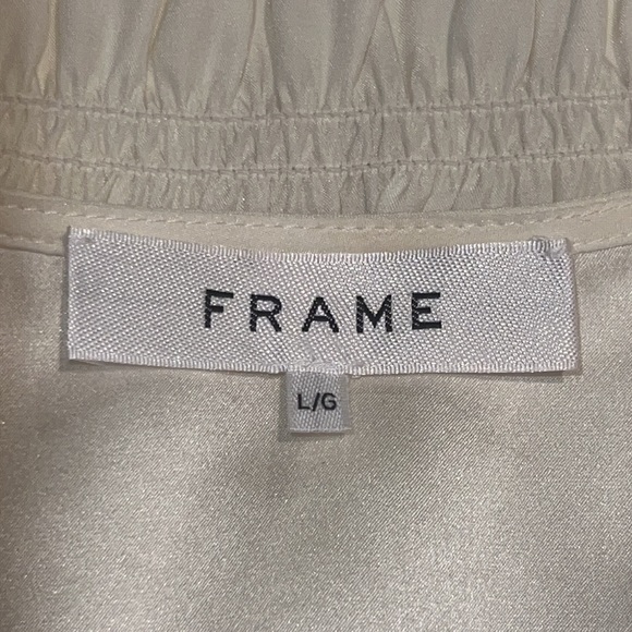 Frame Ruched V-Neck Silk Blouse Off White Large- New - Picture 11 of 14